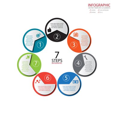 Vektör daire okları infographics ayarlayın. Diyagramı, gra için şablon