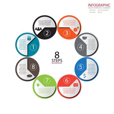 Vektör daire okları infographics ayarlayın. Diyagramı, gra için şablon