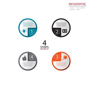 Vektör daire okları infographics ayarlayın. Diyagramı, gra için şablon