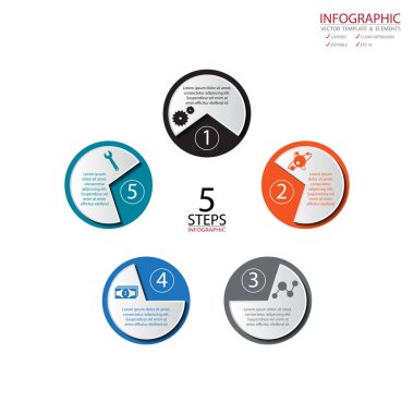 Vektör daire okları infographics ayarlayın. Diyagramı, gra için şablon