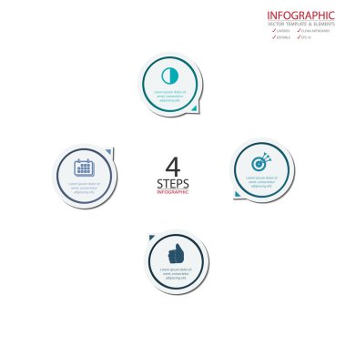 Vektör daire okları infographics ayarlayın. Öğe Infographic, geçici