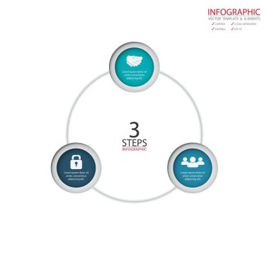 Vektör daire okları infographics ayarlayın. Öğe Infographic, geçici