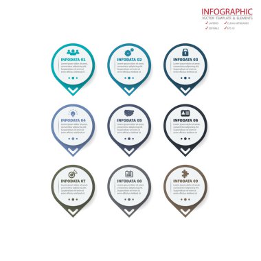 Vektör daire okları infographics ayarlayın. Öğe Infographic, geçici