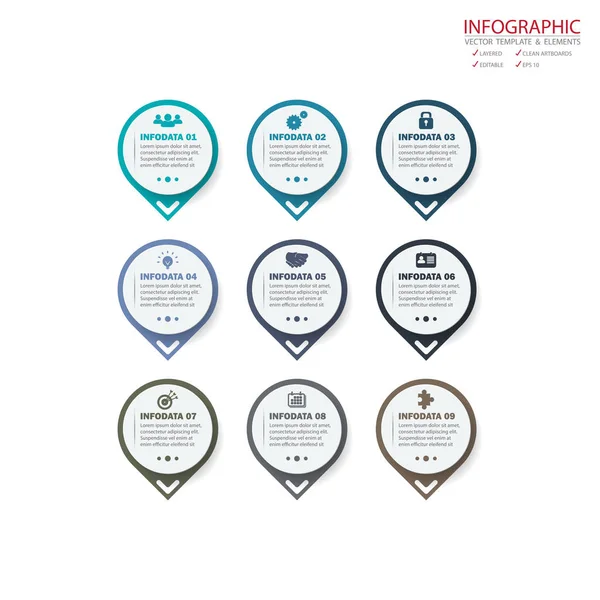 Vektör daire okları infographics ayarlayın. Öğe Infographic, geçici