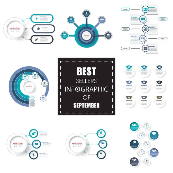 Vektör daire okları en iyi satıcılar Infographic ayarlayın. . Öğe INF