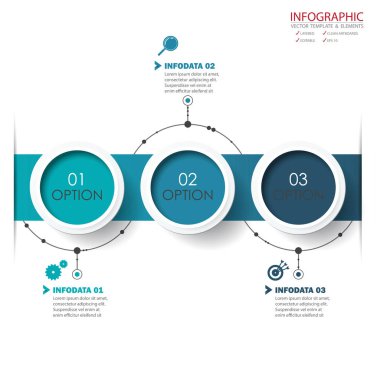 Vektör daire okları infographics ayarlayın. Öğe Infographic, geçici