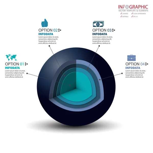 Vektor 3D lingkaran infografis diatur. Infografis elemen, templat - Stok Vektor