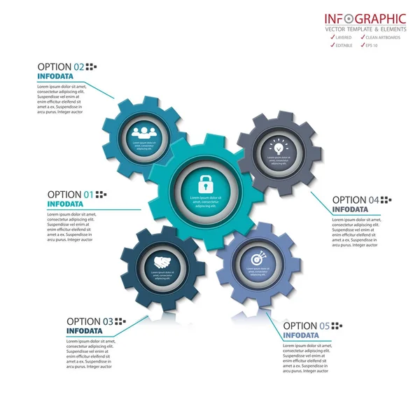 Infografi med vektorabstrakt element 5-alternativet. Utforming av busine – stockvektor