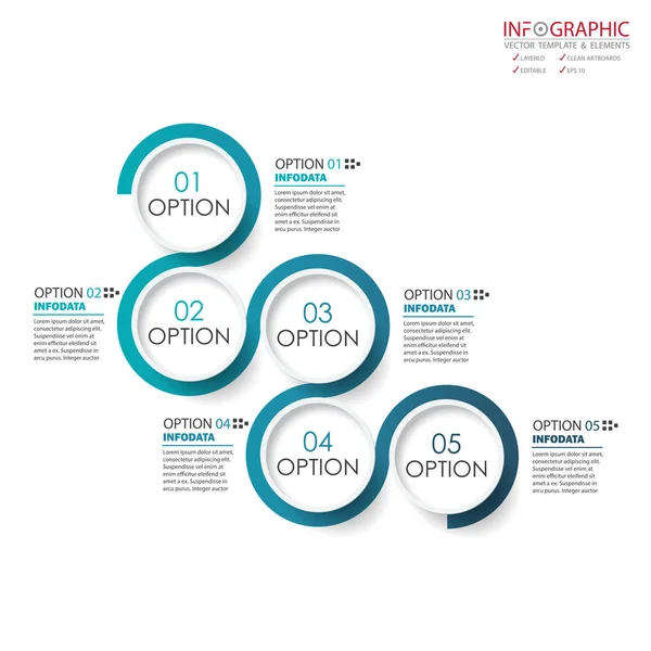 Vector abstracto elemento infografías 5 opción. Diseño para busine — Vector de stock