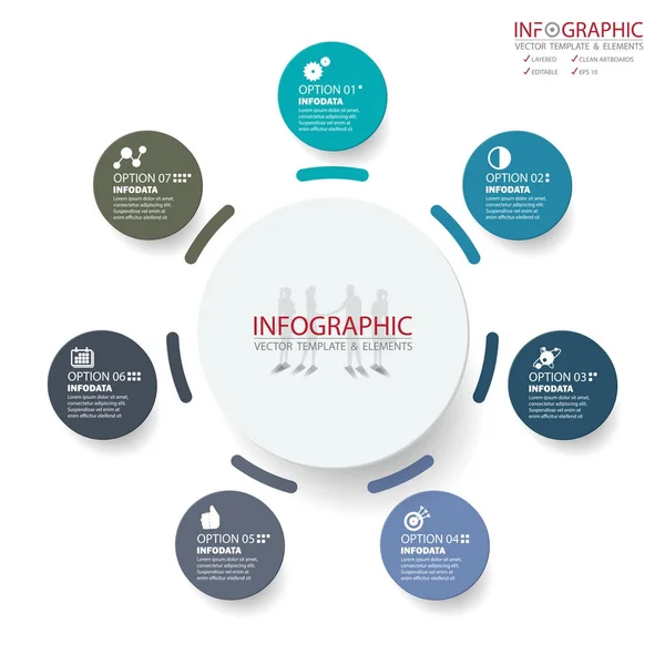 Vector abstracto elemento infografías 7 opción. Diseño para busine — Vector de stock