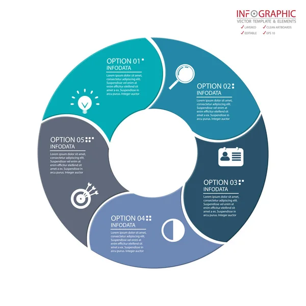 Vector abstracto elemento infografías 5 opción. Diseño para busine — Vector de stock