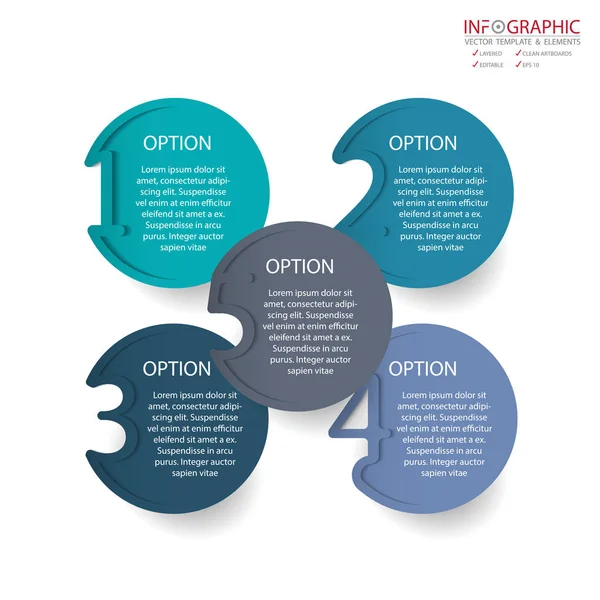 Opsi elemen abstrak vektor infografis 5. Desain untuk busine - Stok Vektor