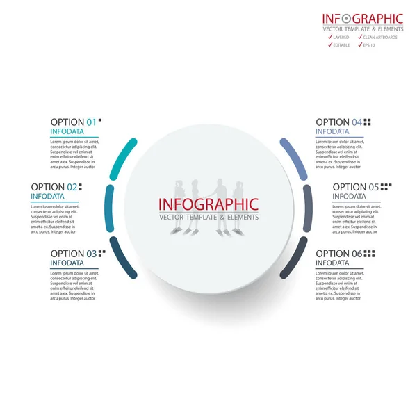 Vektör soyut öğe infographics 6 seçenek. Busine için tasarım — Stok Vektör