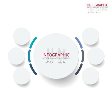 Vektör soyut öğe infographics 6 seçenek. Busine için tasarım