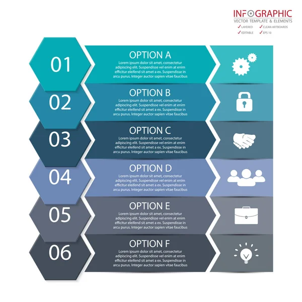 Možnost infografiky 6 abstraktní prvek vektoru. Design pro busine — Stockový vektor