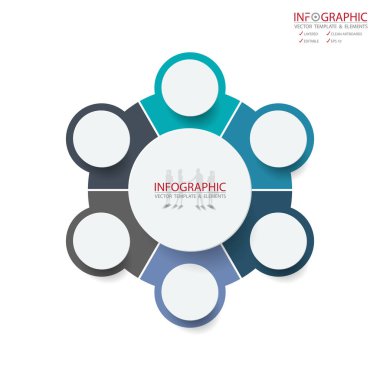 Vektör soyut öğe infographics 6 seçenek. Busine için tasarım