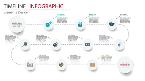 Infographie vectorielle de chronologie des éléments abstraits. Conception pour busine — Image vectorielle