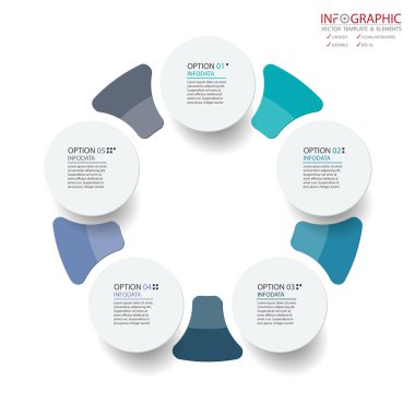 Vektör soyut öğe infographics 5 seçenek. Busine için tasarım