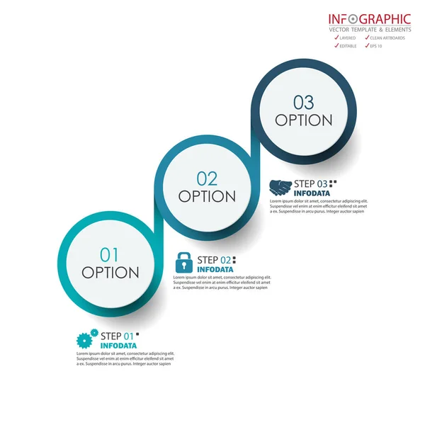 Vector abstracto elemento infografías 3 opción. Diseño para busine — Vector de stock