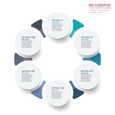 Vektör soyut öğe infographics 6 seçenek. Busine için tasarım