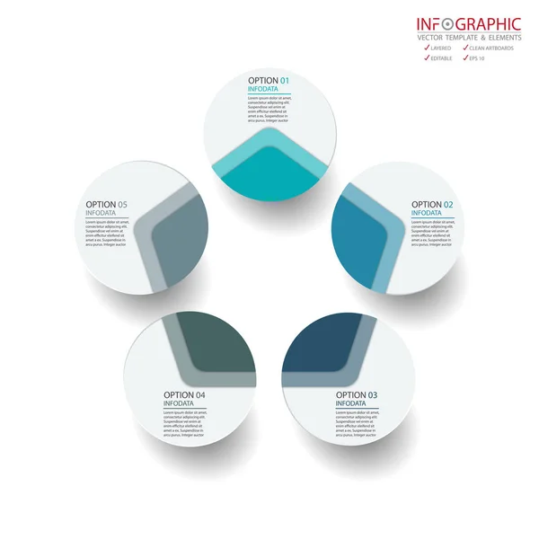 Opsi elemen abstrak vektor infografis 5. Desain untuk busine - Stok Vektor
