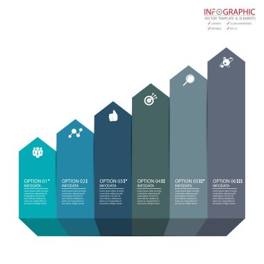 Vektör soyut öğe infographics 6 seçenek. Busine için tasarım