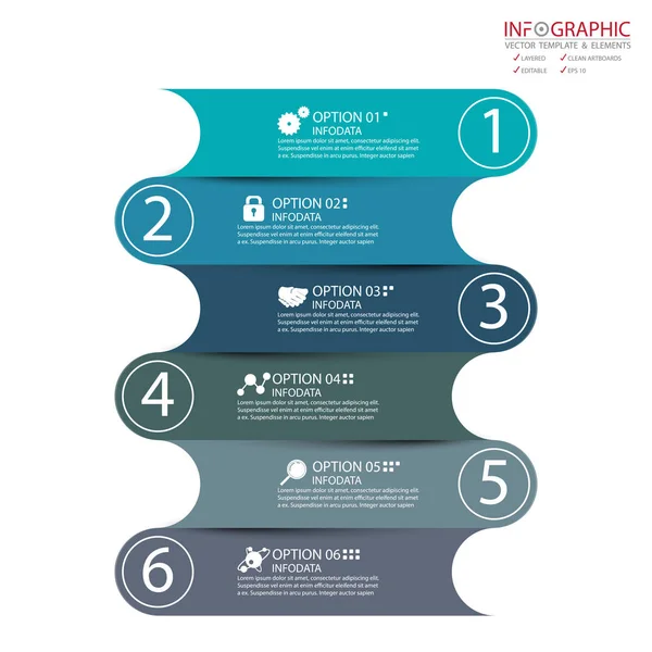 Možnost infografiky 6 abstraktní prvek vektoru. Design pro busine — Stockový vektor