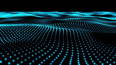 3D görüntüleme soyut hareket bulanık arkaplan akışı pürüzsüz yüzey, 3d görüntü dijital soyut hareket bulanık arkaplan parlayan yeşil ve mavi parçacıklar hareketi.