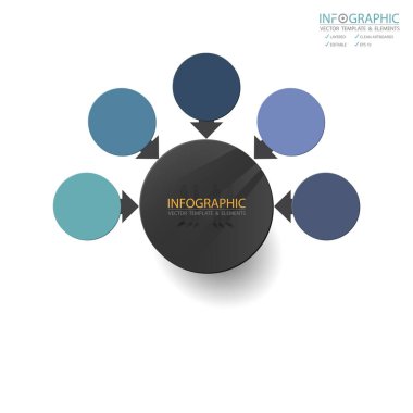 Vektör soyut öğe infographics 5 adım. İş finans şablon düzeni, broşür, iş akışı, bilgi veya sunu ve diğer için tasarım. Infographics zaman çizelgesi yolu. Soyut 3B vektör.