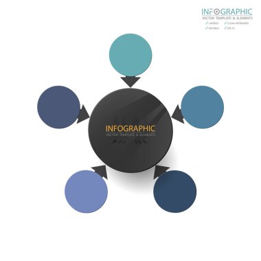 Vektör soyut öğe infographics 5 adım. İş finans şablon düzeni, broşür, iş akışı, bilgi veya sunu ve diğer için tasarım. Infographics zaman çizelgesi yolu. Soyut 3B vektör.