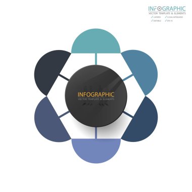 Vektör soyut öğe infographics 6 adım. İş finans şablon düzeni, broşür, iş akışı, bilgi veya sunu ve diğer için tasarım. Infographics zaman çizelgesi yolu. Soyut 3B vektör.