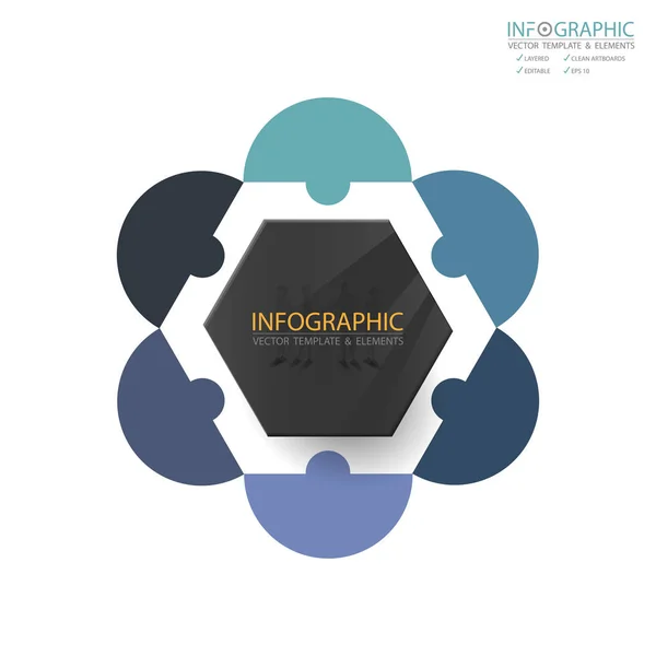 Infográficos de elemento abstrato vetorial 6 passo. Design para layout de modelo de finanças de negócios, brochura, fluxo de trabalho, informações ou apresentação e outros. Caminho da linha do tempo dos infográficos. Vetor 3D abstrato . — Vetor de Stock