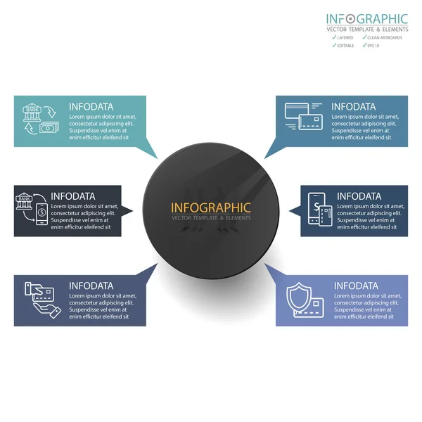 Vector abstracto elemento infografías 6 paso. Diseño para el diseño de plantillas de financiación empresarial, folleto, flujo de trabajo, información o presentación y otros. Ruta de la línea de tiempo de infografías. vector 3D abstracto . — Vector de stock