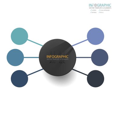 Vektör soyut öğe infographics 6 adım. İş finans şablon düzeni, broşür, iş akışı, bilgi veya sunu ve diğer için tasarım. Infographics zaman çizelgesi yolu. Soyut 3B vektör.
