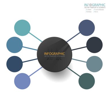 Vektör soyut öğe infographics 8 adım. İş finans şablon düzeni, broşür, iş akışı, bilgi veya sunu ve diğer için tasarım. Infographics zaman çizelgesi yolu. Soyut 3B vektör.