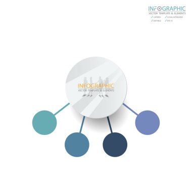 Vektör soyut element bilgisi 4 adım. Ticari finans şablonu, broşür, iş akışı, bilgi veya sunum için tasarım. Bilgisel zaman çizelgesi yolu. Soyut 3B vektör.