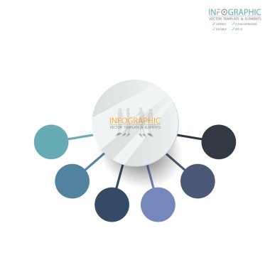 Vektör soyut öğe infographics 6 adım. İş finans şablon düzeni, broşür, iş akışı, bilgi veya sunu ve diğer için tasarım. Infographics zaman çizelgesi yolu. Soyut 3B vektör.