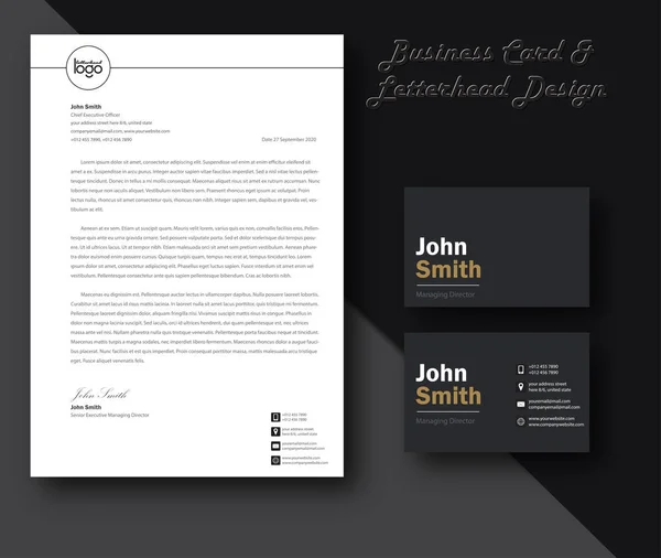 Vettoriale moderno modello di biglietto da visita creativo e pulito e Letterhead modello di design moderno e vettore di stile minimalista mockup. design per il layout aziendale o letterario, brochure, template, newsletter . — Vettoriale Stock