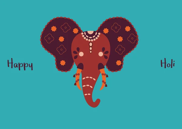 Indischer Elefantenkopf mit Ornamenten. — Stockvektor