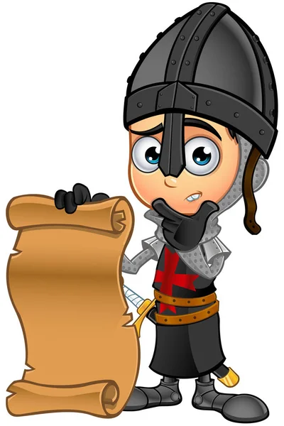 Хлопчик Чорний лицар - Холдинг сувій — стоковий вектор