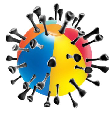 Plaj topu Corona virüsüne dönüşür. Beyaz arka planda izole edilmiş. Gerçekçi vektör.