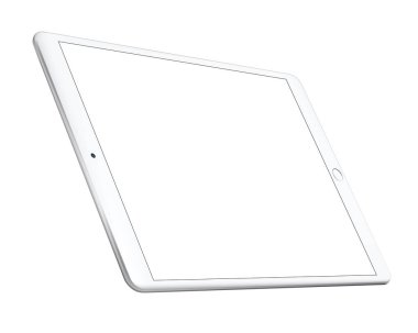 İzole edilmiş beyaz tablet. Gerçekçi vektör dosyası