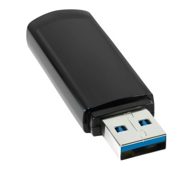 USB flaş bellek beyaz bir arkaplanda izole. Gerçekçi vektör dosyası.