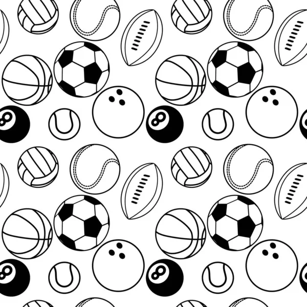 Different Line Style Sport Icons Seamless Pattern — Stock Vector