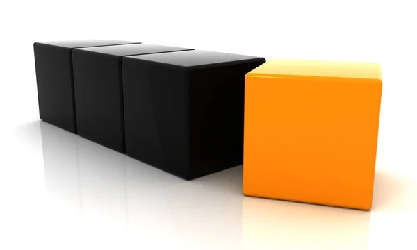 Narancs és fekete kocka 3d — Stock Fotó