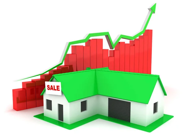 Lilla gröna hus till salu och diagram — Stockfoto