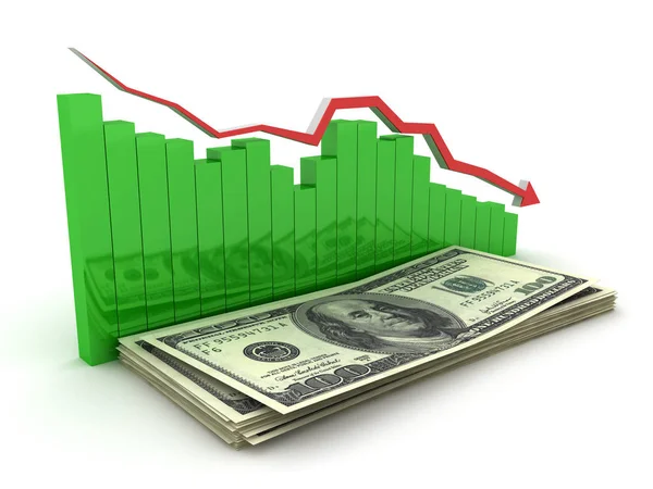 3d. Collapse dollar chart — Stock Photo, Image