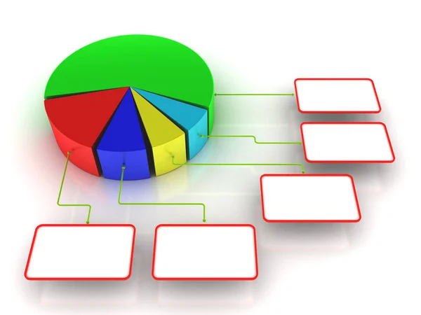 Torta de infográfico de negócios Gráfico 5 partes. 3d — Fotografia de Stock