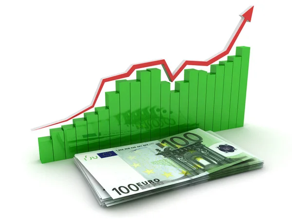 Growth euro chart. 3D — Stock Photo, Image