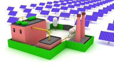 3D bitki enerji güneş panelleri ile